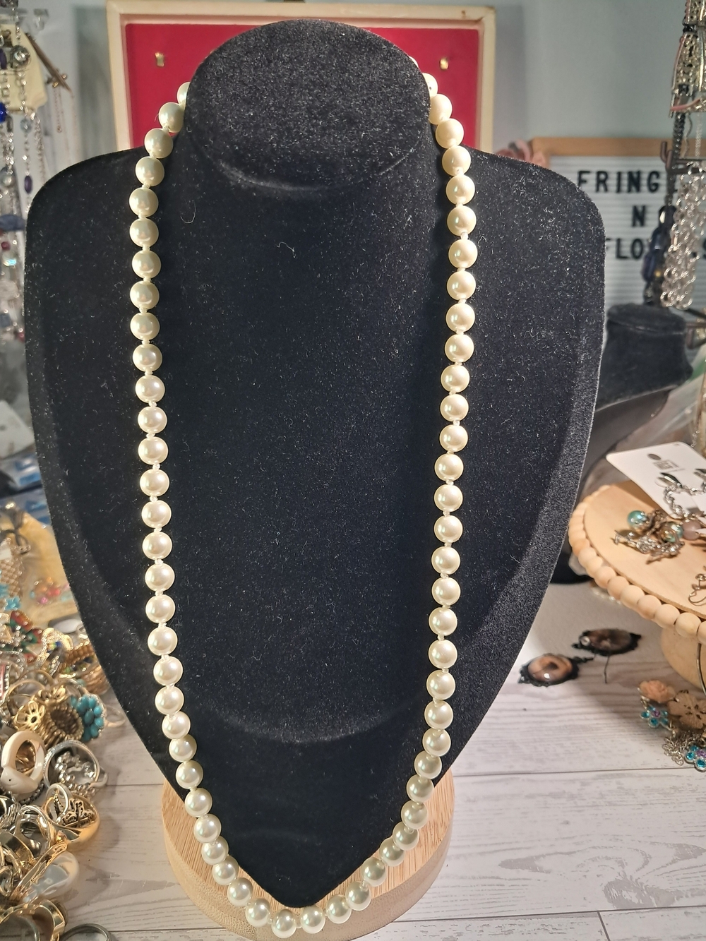 22 In Long Faux Pearl Necklace